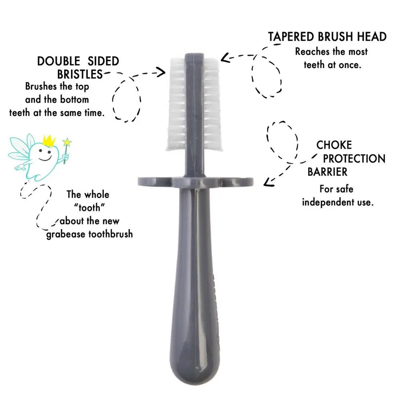 Grabease Double-Sided Toothbrush Grey Grabease Double-Sided Toothbrush for infants and toddlers with featuures and benefits 
