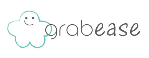 Grabease wordmark logo consisting of an aqua cloud with a face and the word Grabease in grey