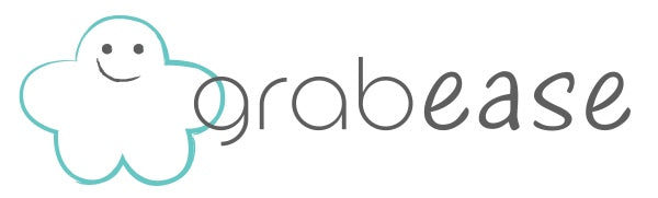 Grabease wordmark logo consisting of an aqua cloud with a face and the word Grabease in grey