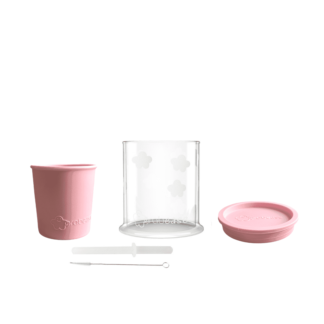 Pink Grabease 3 in 1 baby cup set blush pink - Sippy Cup, Straw cup, Open Cup and baby training cup