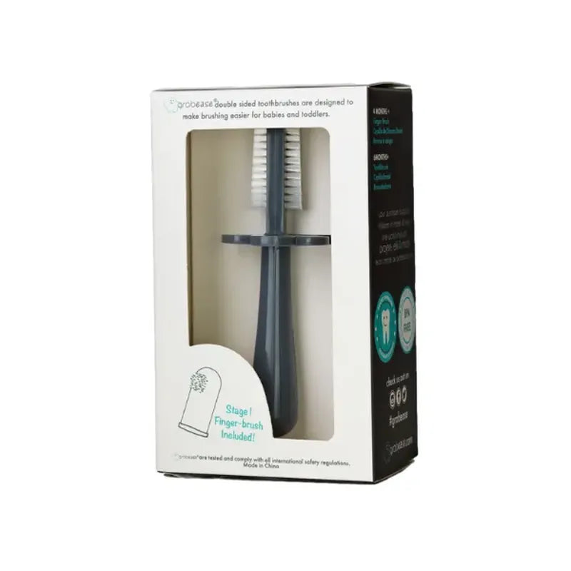 Grey Grabease Double-Sided Toothbrush for infants and toddlers in packaging