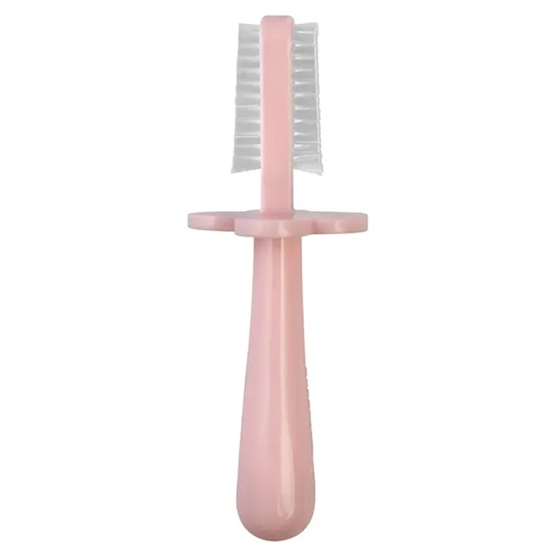 Blush Pink Grabease Double-Sided Toothbrush for infants and toddlers 